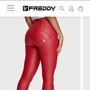 NEW w TAGS Freddy Women's RED WR.UP Faux Leather Pants Size L